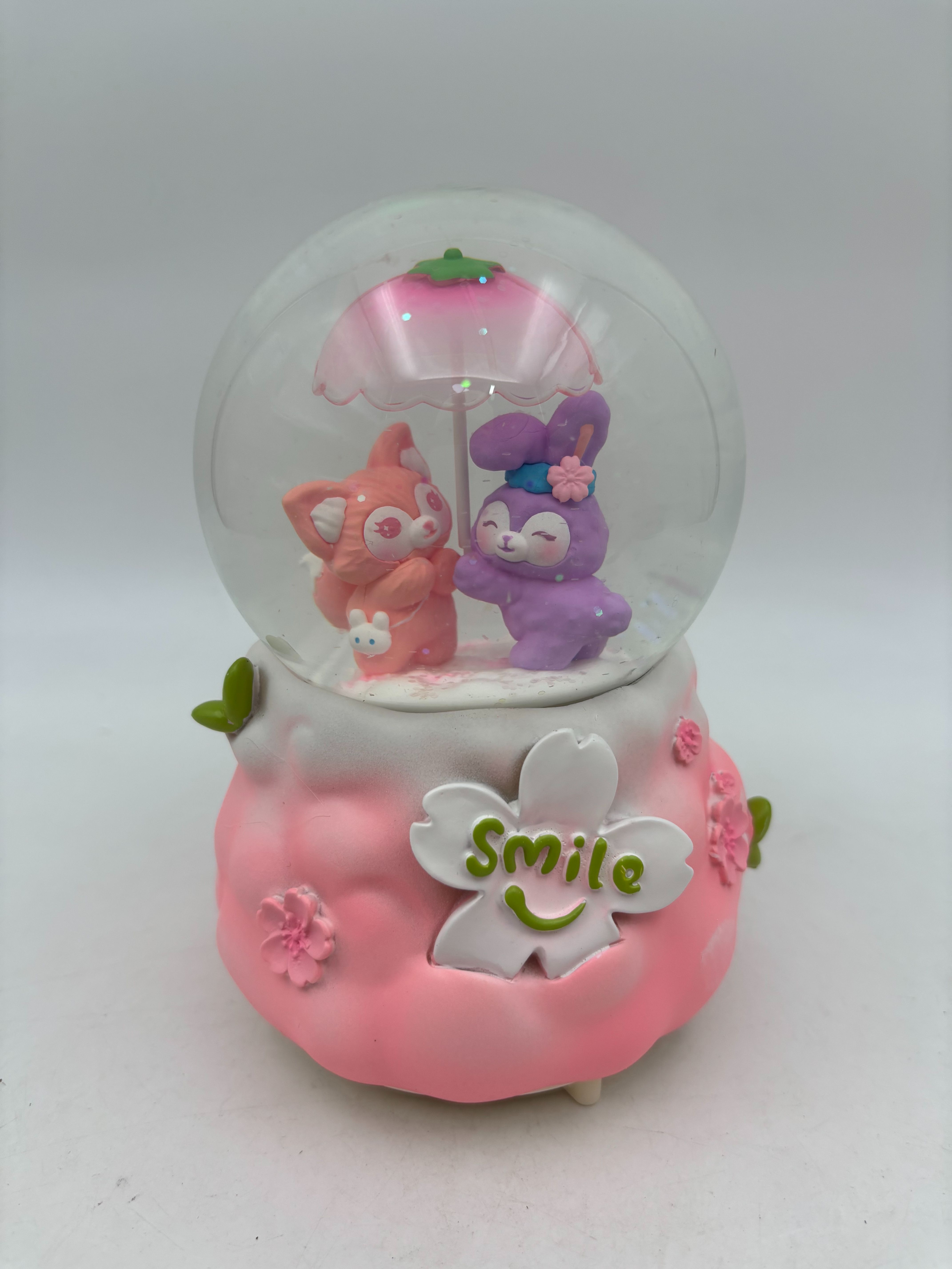 گوی پمپی بزرگ عروسک چرخان طرح خرگوش و روباه بازیگوش چتر بدست 2406