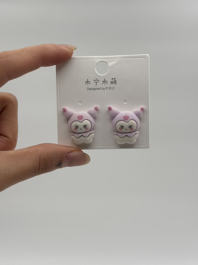 گوشواره فانتزی کرومی مخملی کد 2205