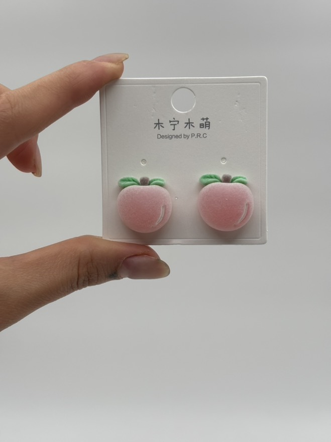 گوشواره فانتزی هلو مخملی کد 2205