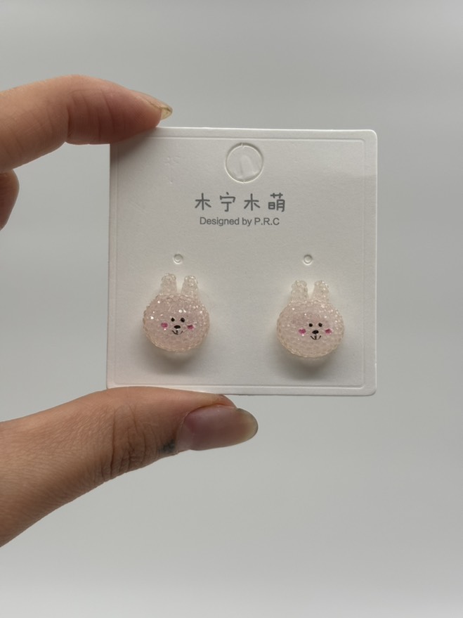 گوشواره فانتزی خرگوش تپل کریستالی کد 2205