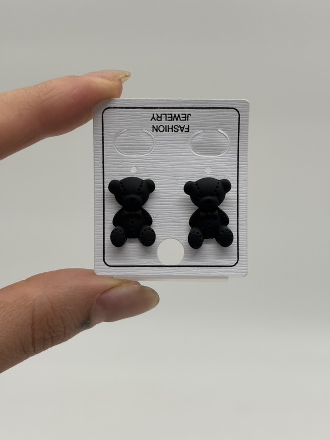 گوشواره فانتزی عروسک خرسی مشکی کد 2205