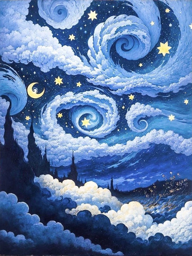 نقاشی الماسی رولی 30*40 طرح آسمان جادویی کد 240