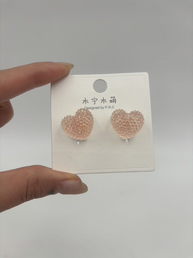 گوشواره فانتزی قلب کریستالی نارنجی کد 2205