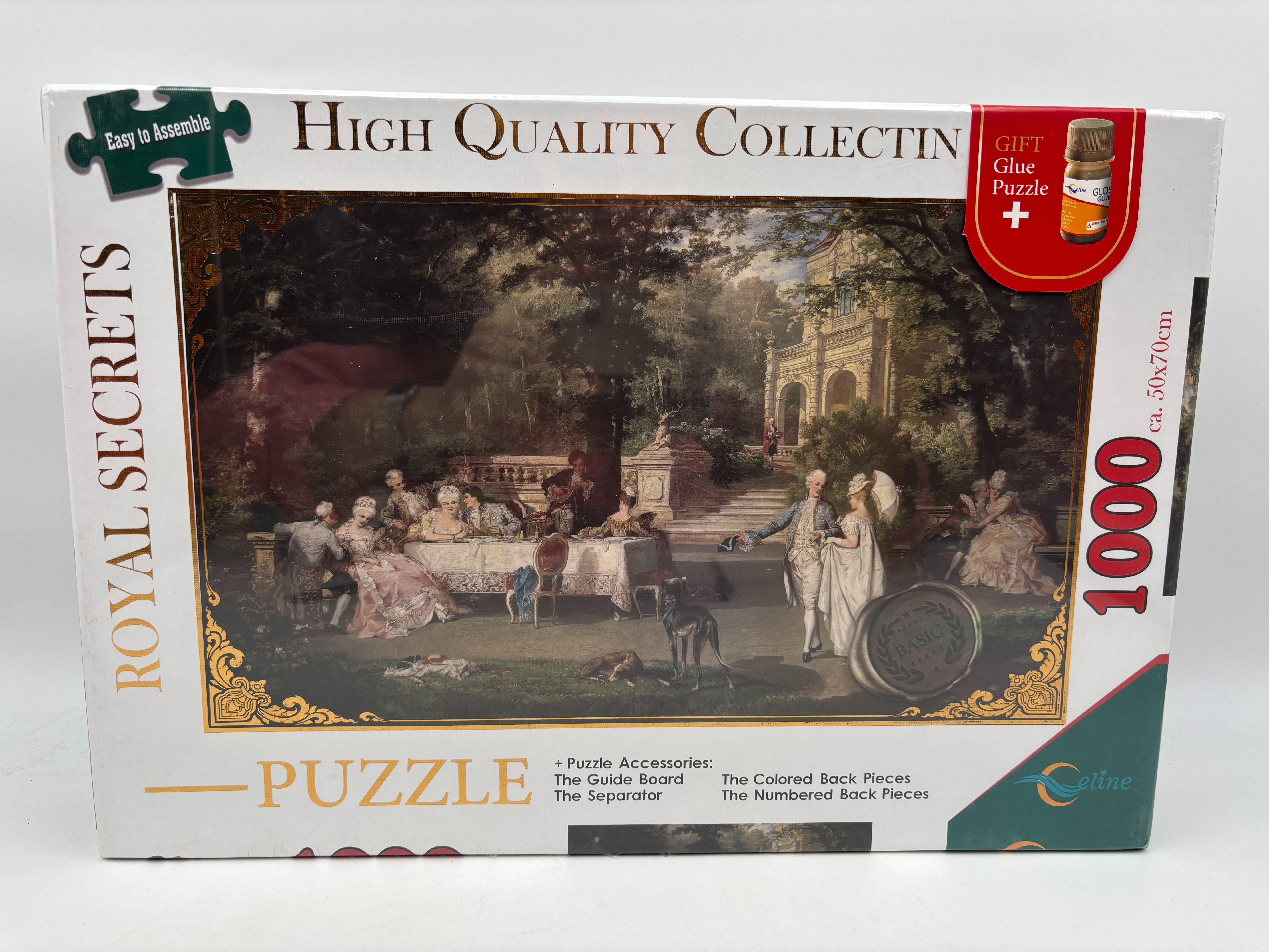 پازل سلین 1000 قطعه طرح گروه اشرافی در محوطه کاخ با چسب پازل