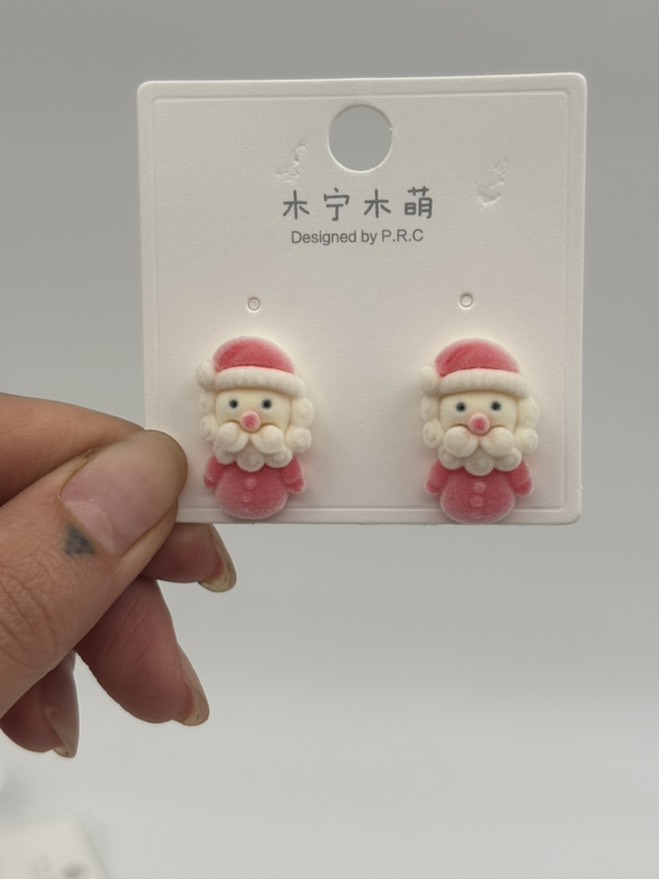 گوشواره فانتزی بابانوئل کریسمس مخملی کد 2205