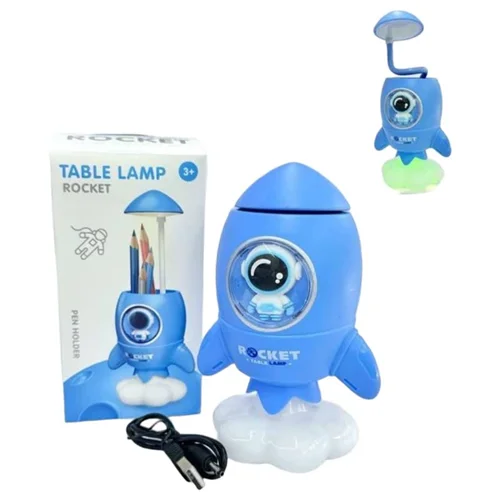 چراغ مطالعه و خواب جاقلمی دار راکت فضایی آبی 16056