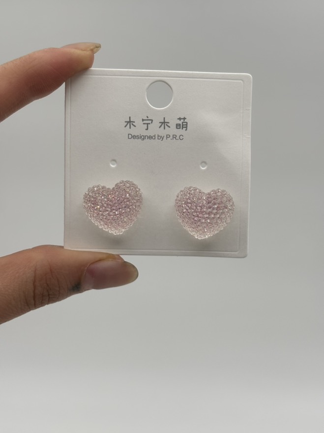 گوشواره فانتزی قلب کریستالی سفید کد 2205