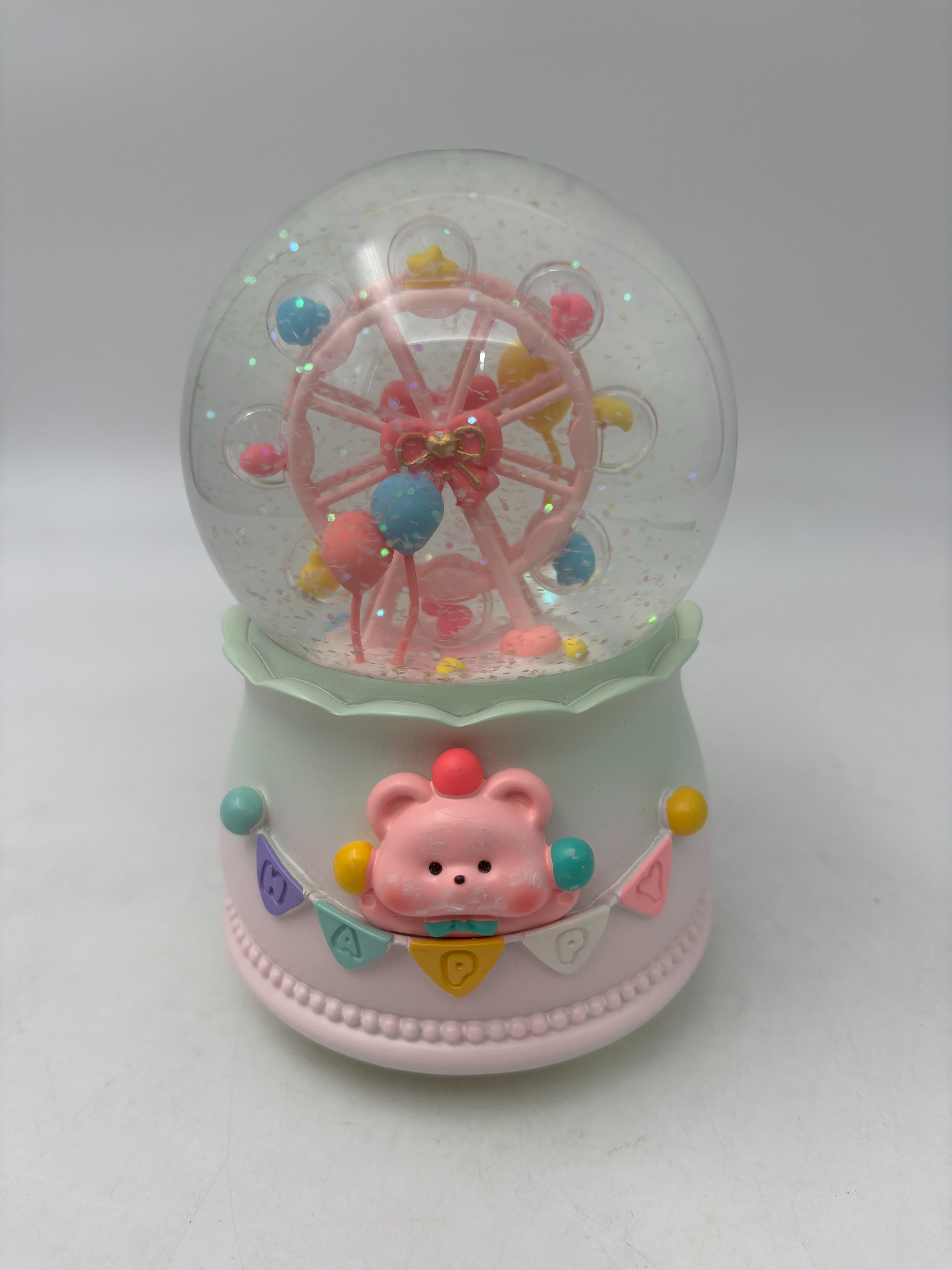 گوی پمپی بزرگ عروسک چرخان طرح شهربازی صورتی 2071