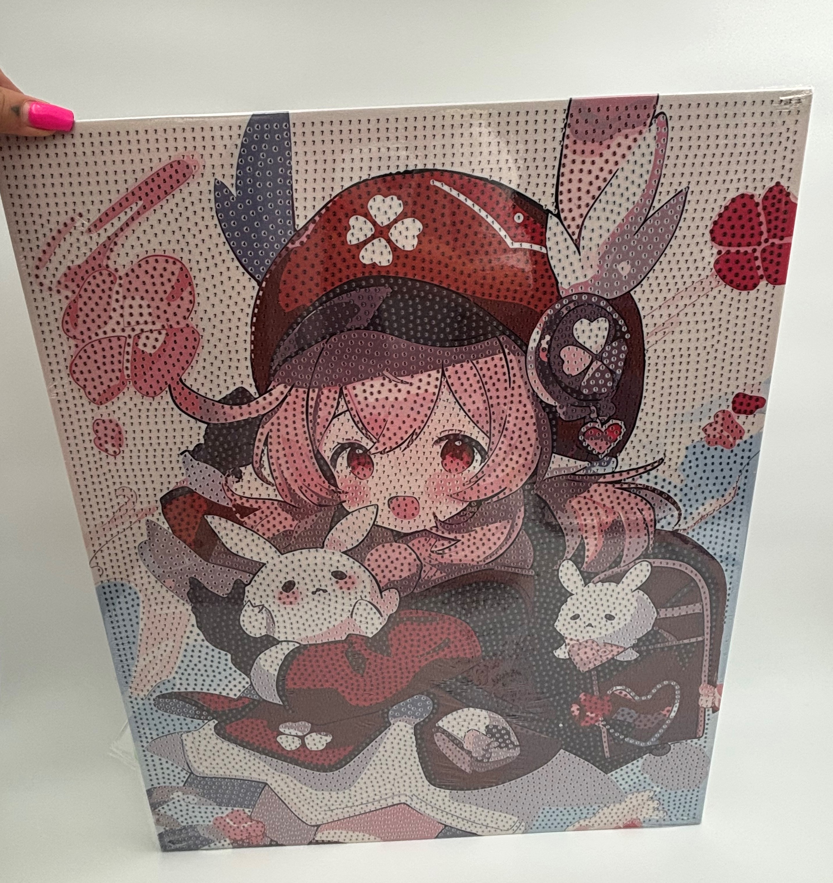 نقاشی الماسی بومی 40*50 طرح دختر خرگوش به دست