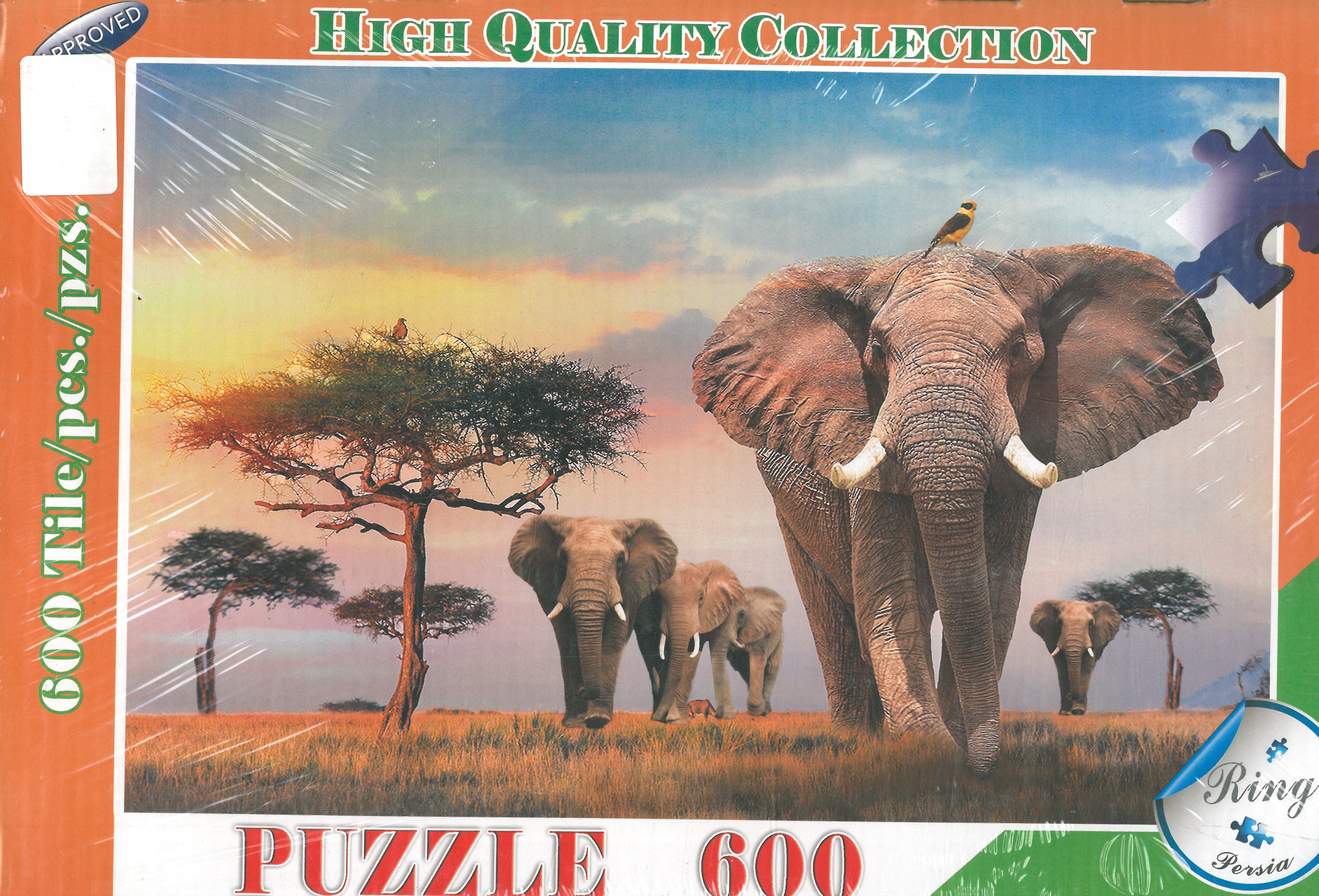 پازل 600 قطعه رینگ طرح گله فیل ها