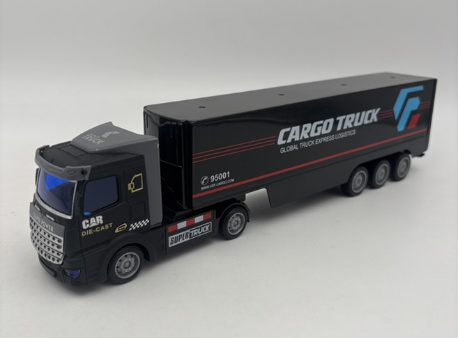 ماشین فلزی تریلی باری چادری با کشنده مشکی و تریلر مشکی کد 2212/2