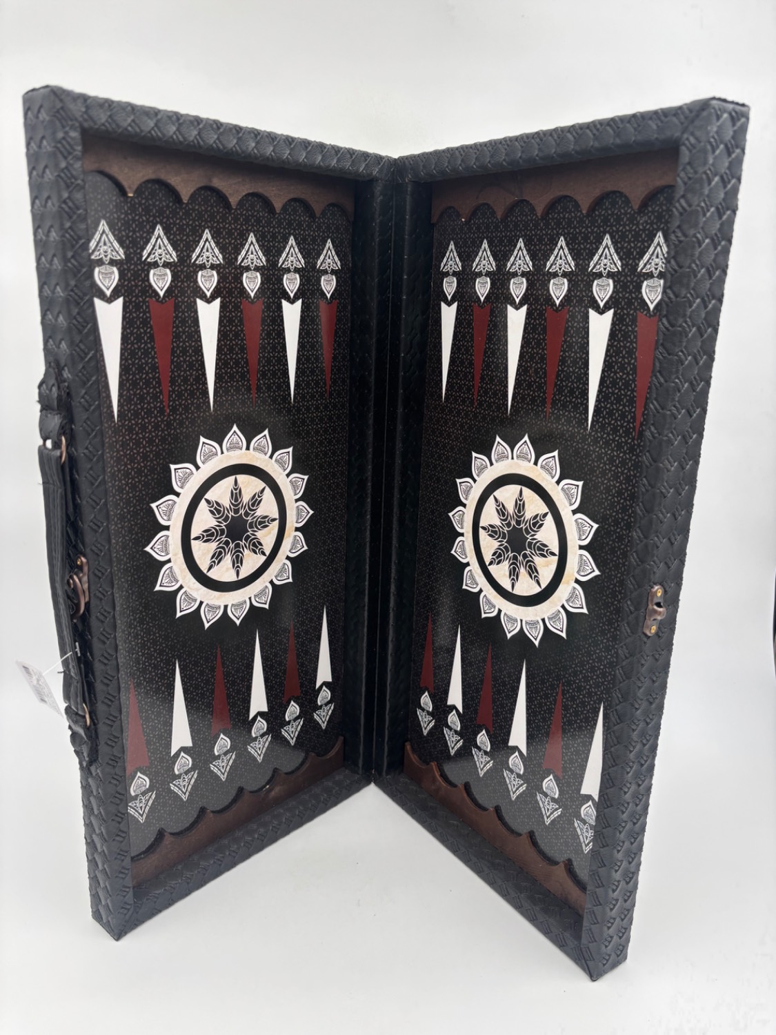 تخته نرد چرم طرح داخل ماندالای کلاسیک (زمین تیره) (بدون مهره) کد 9937
