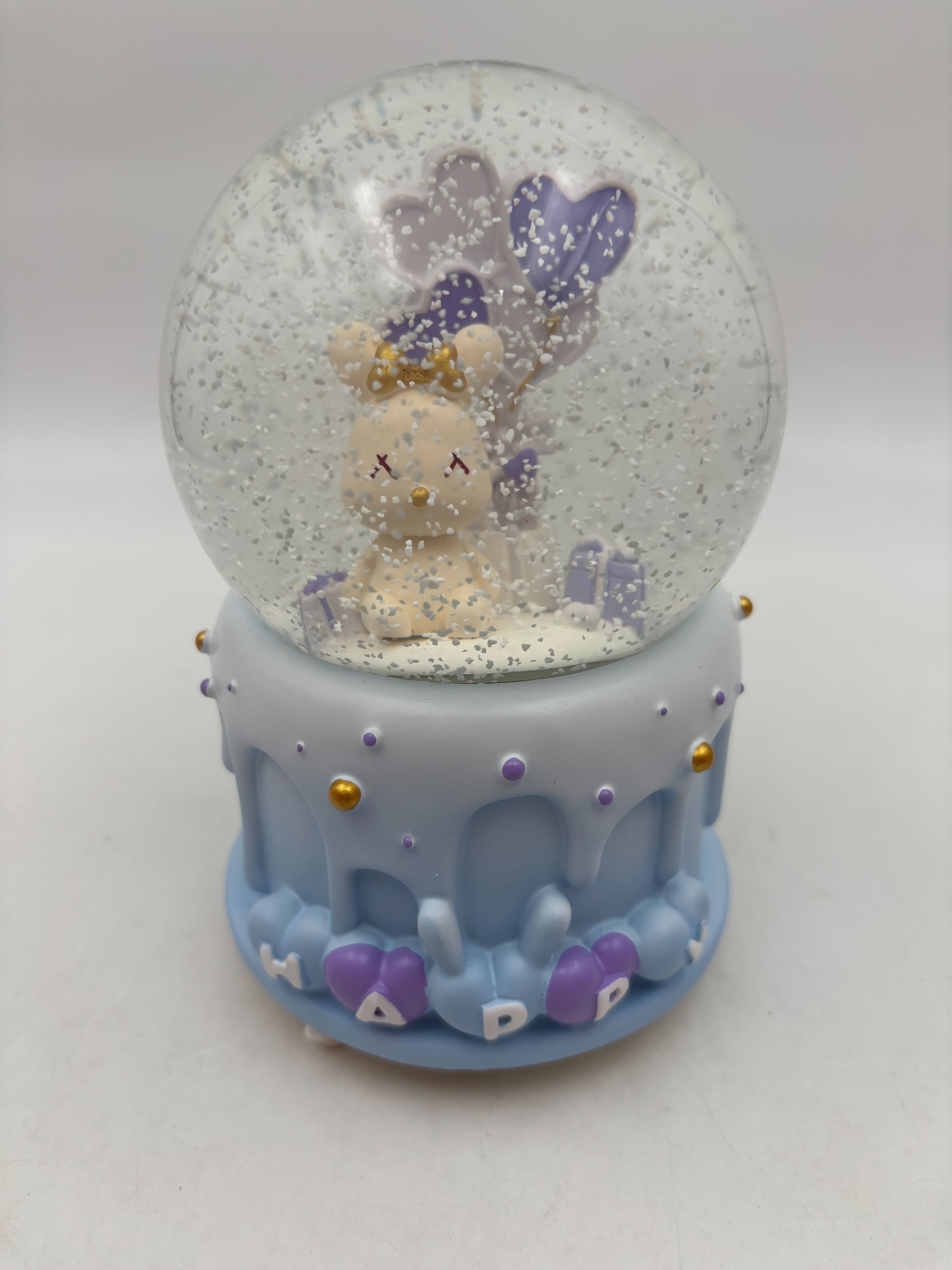 گوی پمپی بزرگ عروسک چرخان طرح خرگوش سفید بنفش جشن تولد