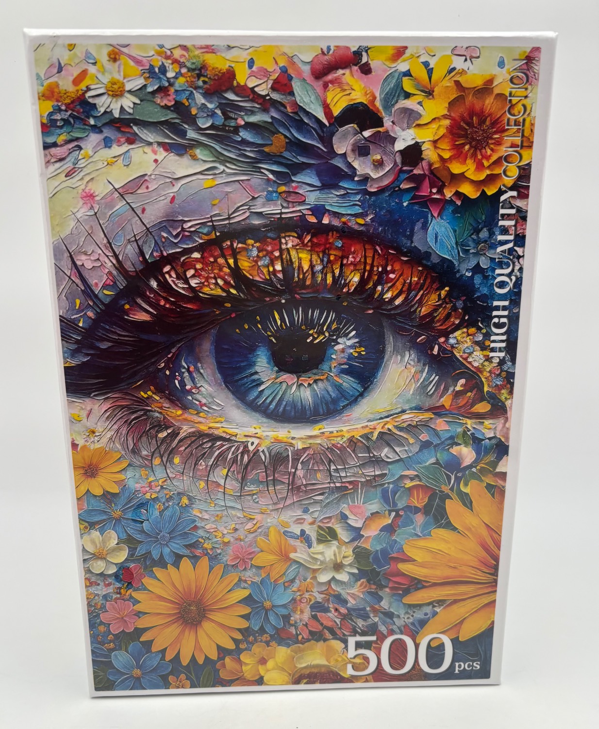 پازل کینگ 500 قطعه طرح نقاشی هنری چشم آبی و گل های وحشی
