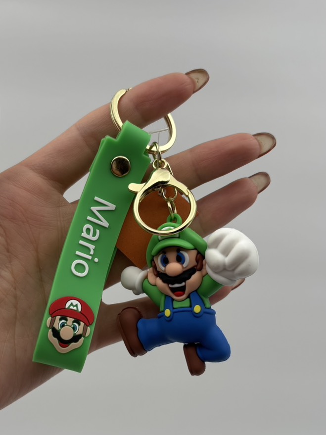 جاکلیدی سیلیکونی (سوپر ماریو) کلاه سبز خوشحال پریده اورجینال