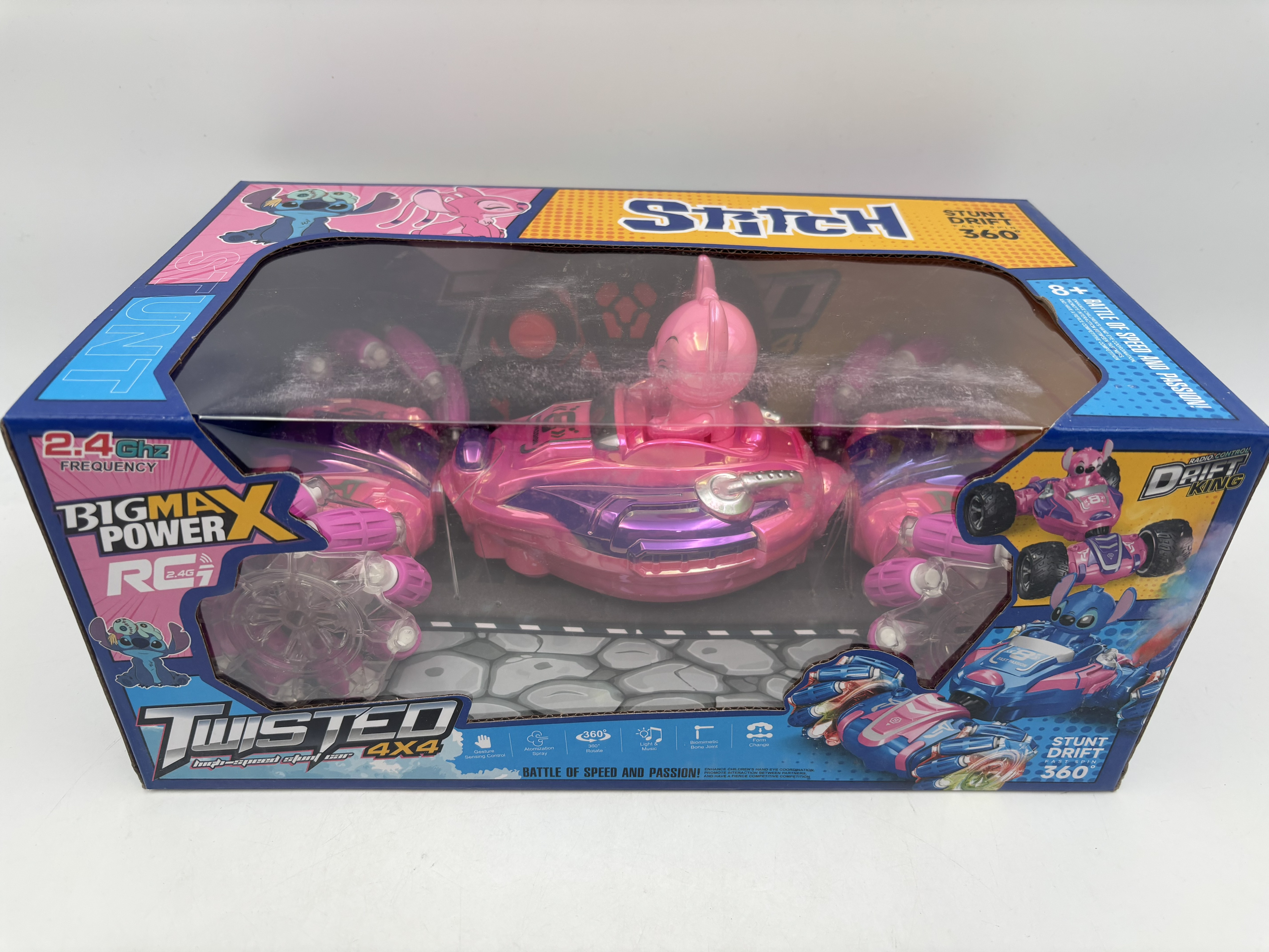 ماشین کنترلی چرخ کپسولی دودزا رنگ هولوگرامی شخصیتی طرح استیچ 6886/2